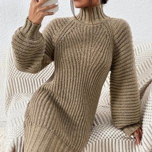 Tan Womens Sweater Dress